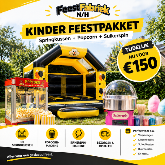Kids Springkussen Pakket | Springkussen + Popcorn & Suikerspin Machine